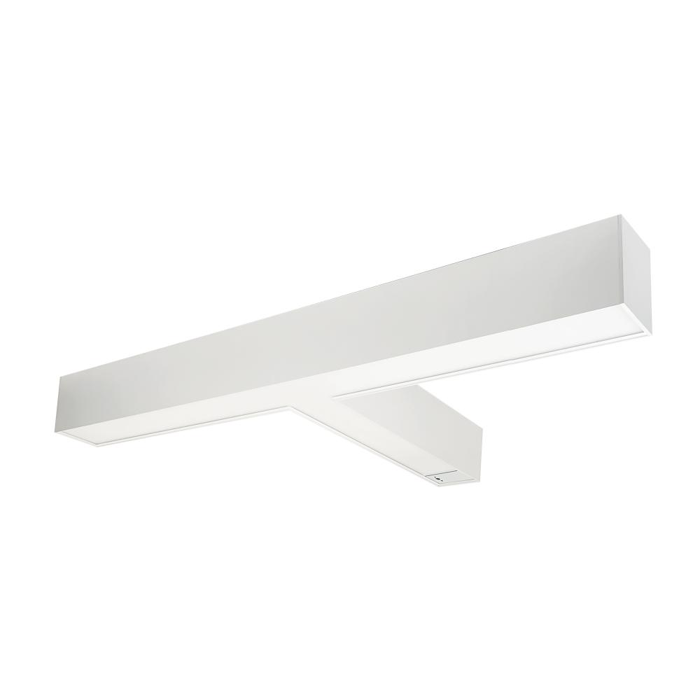 "T" Shaped L-Line LED Indirect/Direct Linear, 5027lm / Selectable CCT, White Finish, with