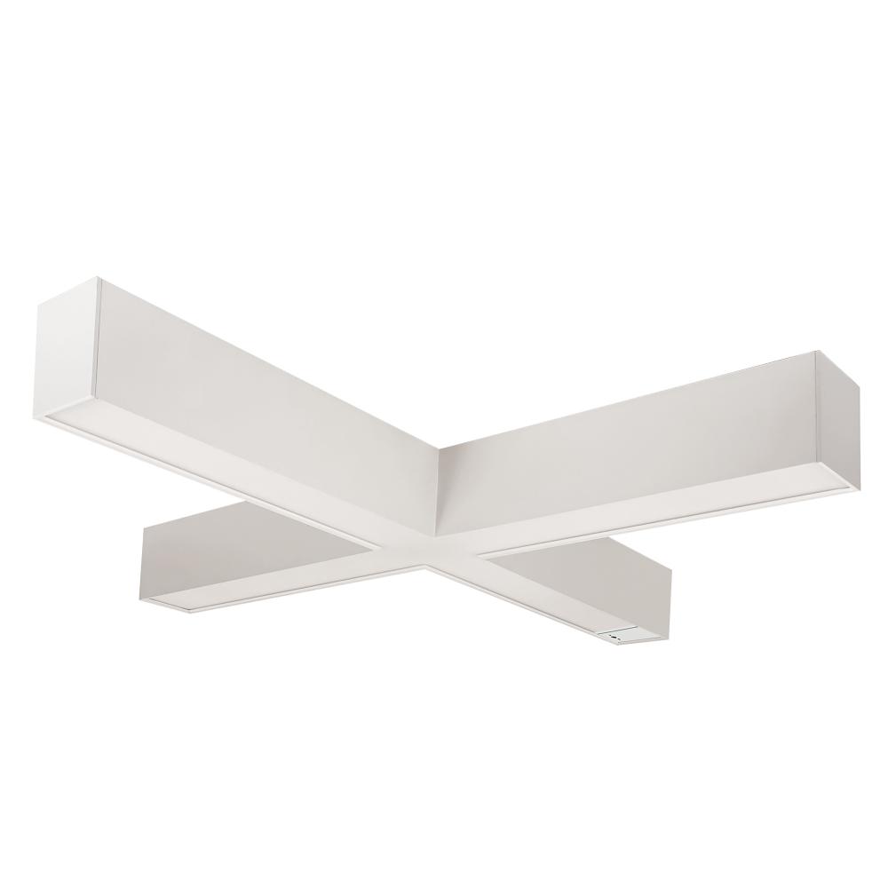 "X" Shaped L-Line LED Indirect/Direct Linear, 6028lm / Selectable CCT, White finish, with