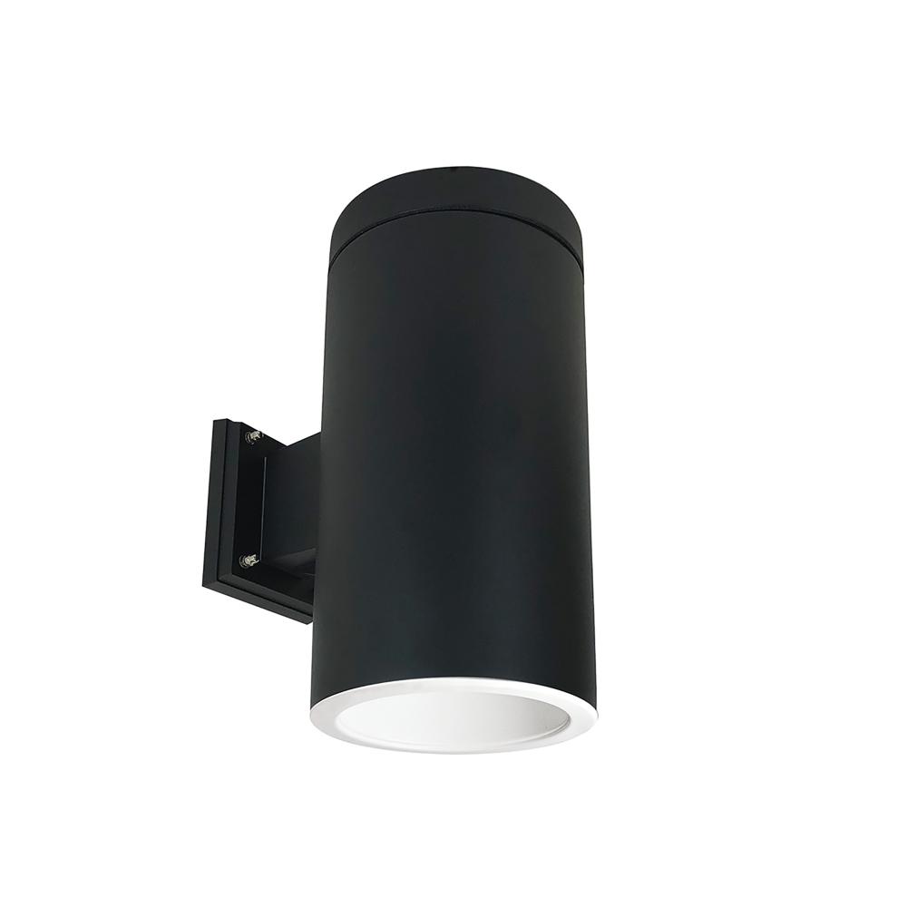 6" Cylinder, Black, Wall Mount, Incandescent, Refl., White