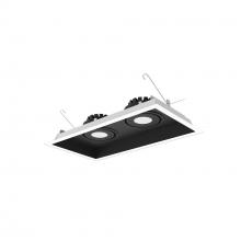 Nora NMRT3-2RL340FBW - Two-Head Flanged LED Multiple Lighting Trim, 2500lm per Head w/ Flood Optic, 4000K, Regressed Black