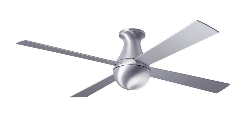 Ball Flush Fan; Brushed Aluminum Finish; 52" Aluminum Blades; No Light; Fan Speed and Light Cont