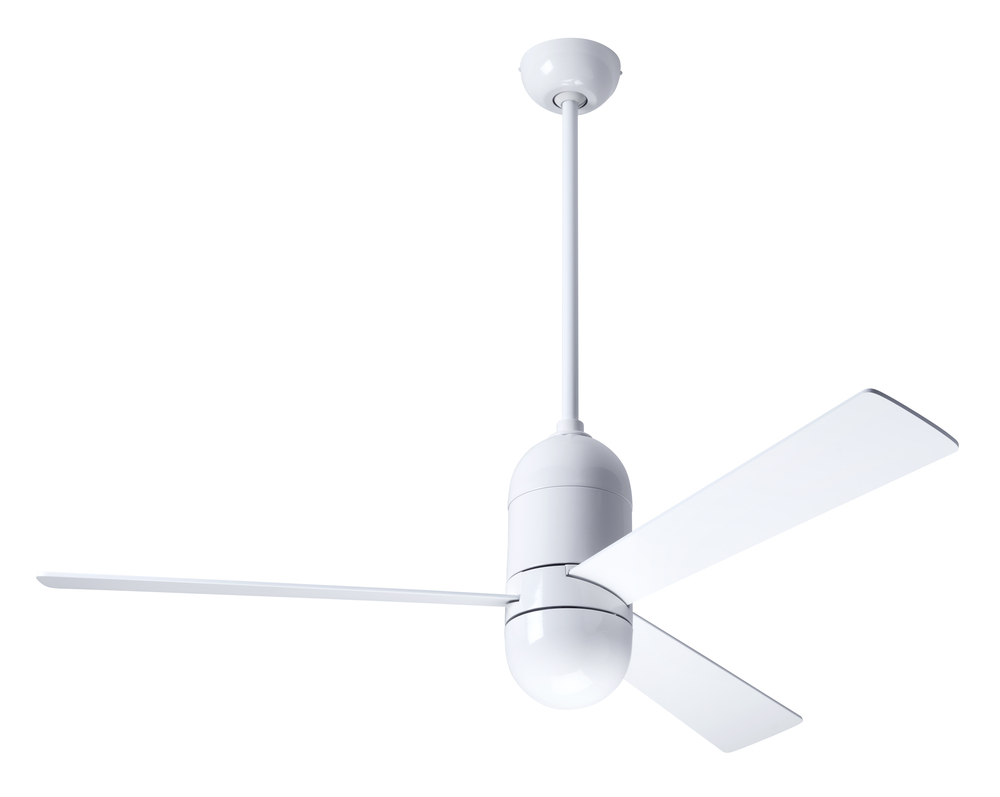 Cirrus DC Fan; Gloss White Finish; 50" White Blades; No Light; Wall Control