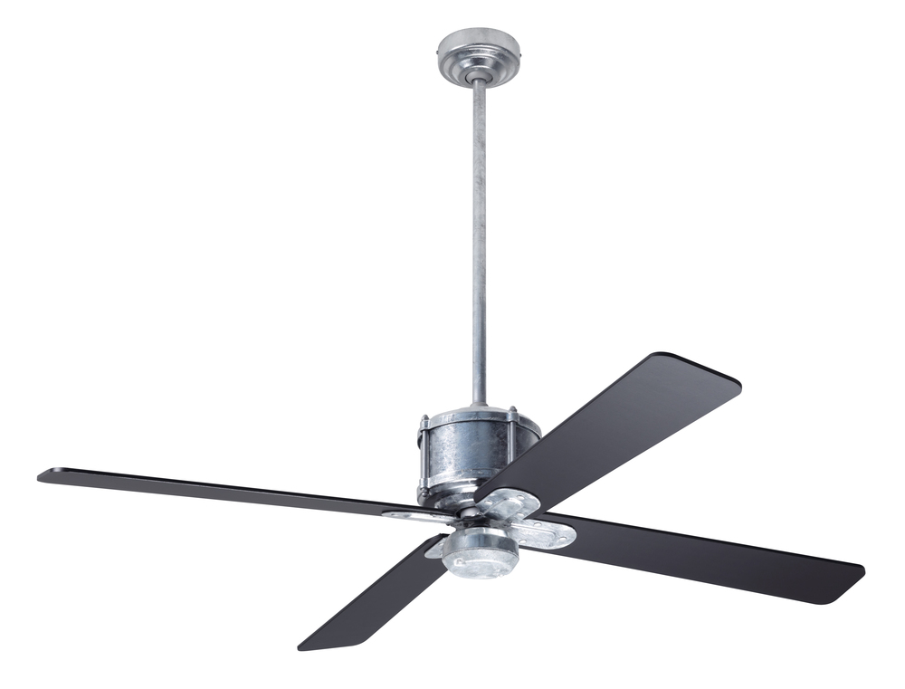 Industry DC Fan; Galvanized Finish; 50" Black Blades; No Light; Wall Control