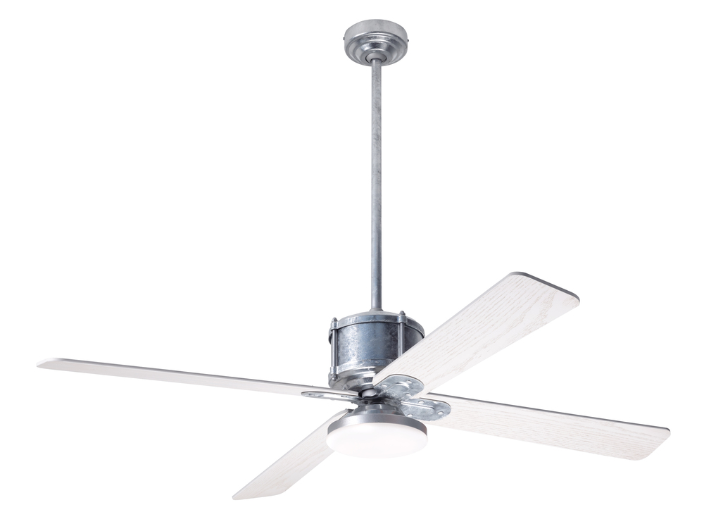 Industry DC Fan; Galvanized Finish; 50" Whitewash Blades; 20W LED Open; Remote Control