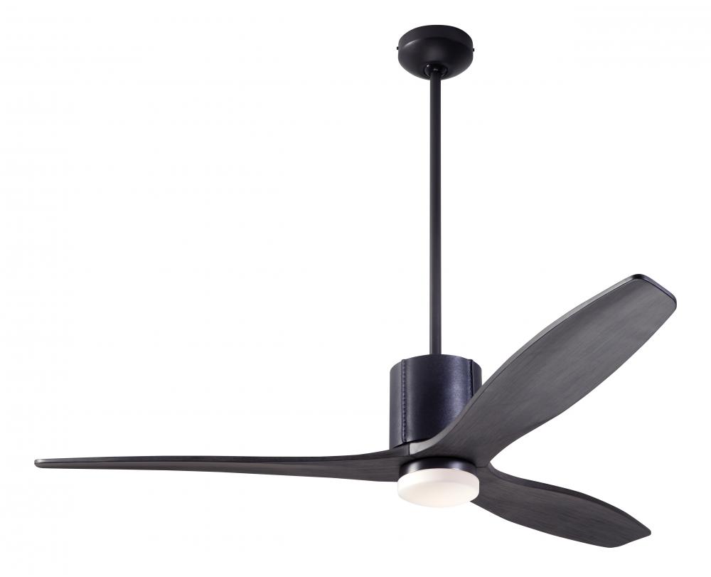 LeatherLuxe DC Fan; Dark Bronze Finish with Black Leather; 54" Ebony Blades; 17W LED; Remote Con