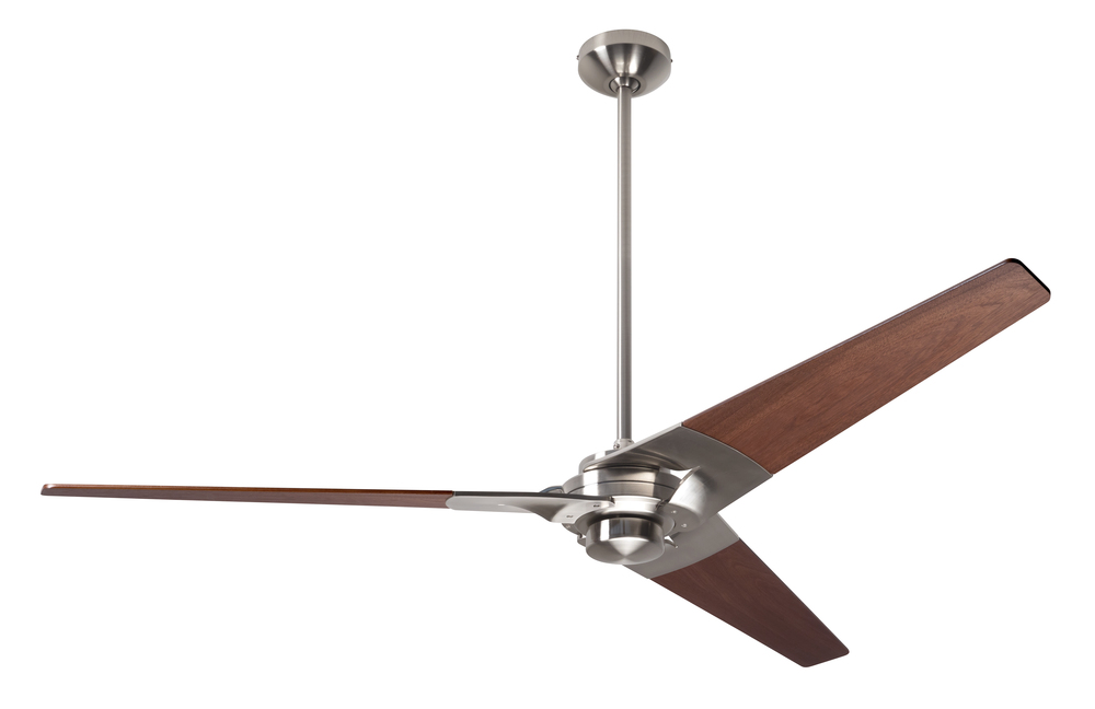 Torsion Fan; Bright Nickel Finish; 62" Mahogany Blades; No Light; Fan Speed and Light Control (3