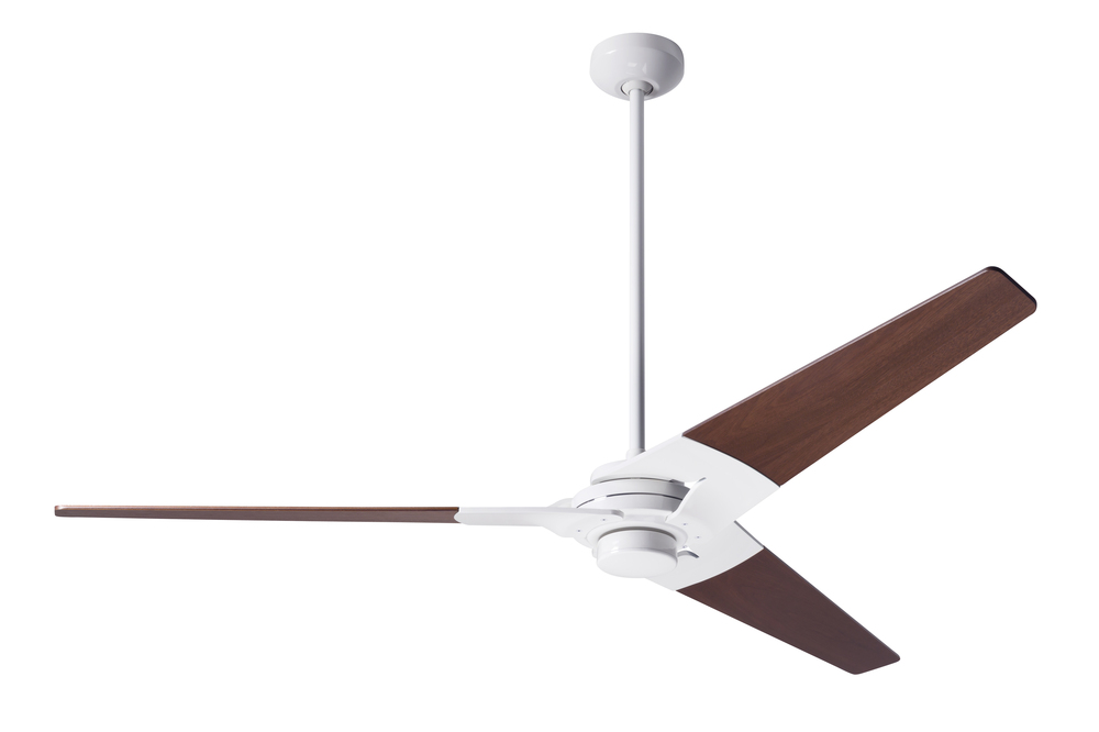 Torsion Fan; Gloss White Finish; 62" Mahogany Blades; No Light; Fan Speed Control