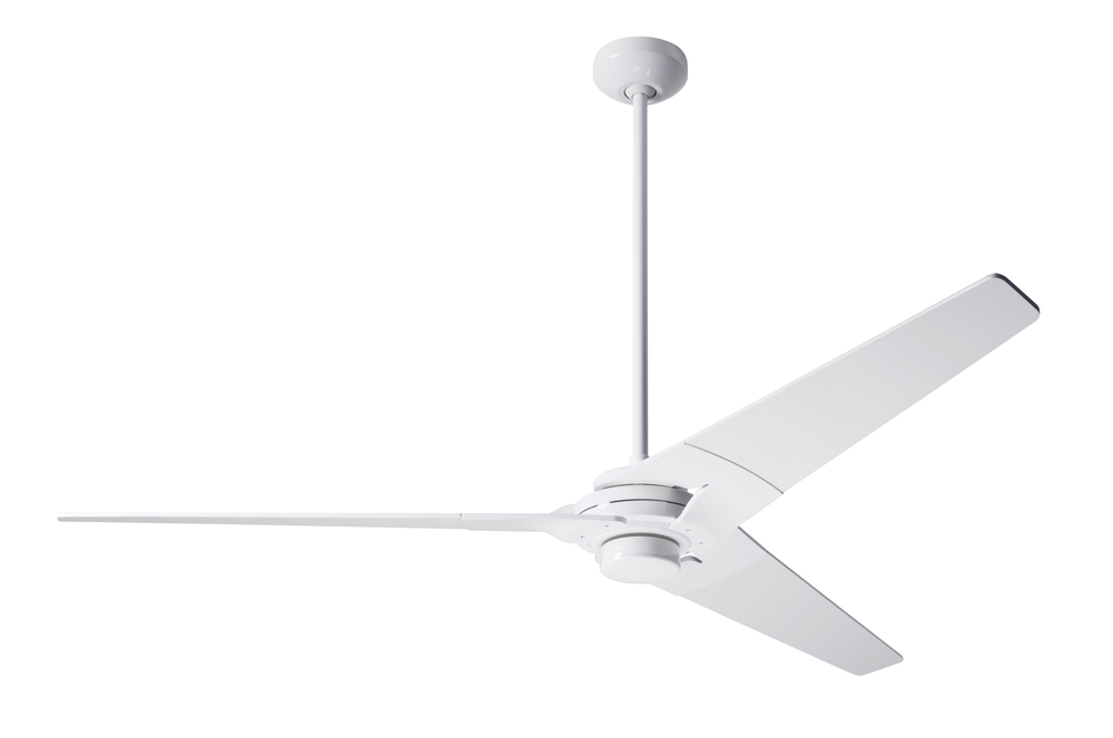 Torsion Fan; Gloss White Finish; 62" White Blades; No Light; Fan Speed and Light Control (3-wire