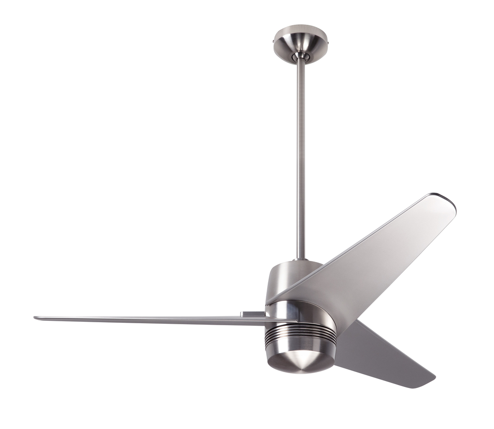 Velo DC Fan; Bright Nickel Finish; 48" White Blades; No Light; Wall Control