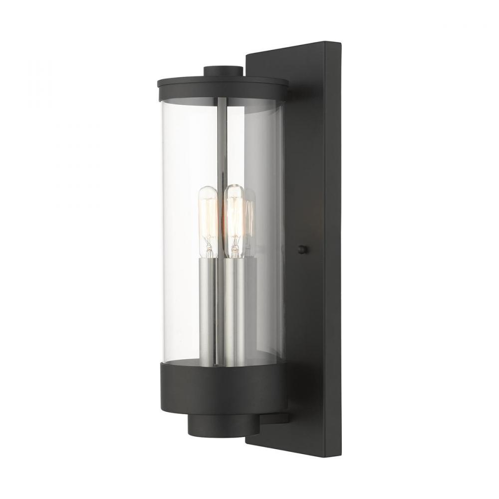 2 Lt Textured Black Outdoor Wall Lantern