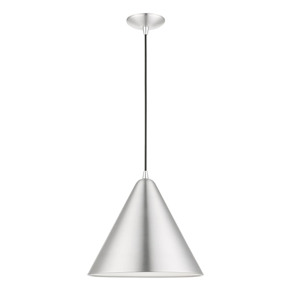 1 Light Brushed Aluminum with Polished Chrome Accents Pendant