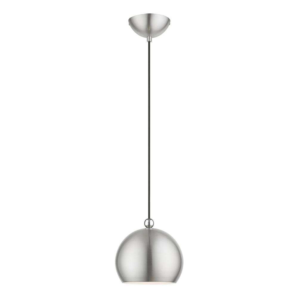 1 Light Brushed Nickel with Polished Chrome Accents Globe Mini Pendant