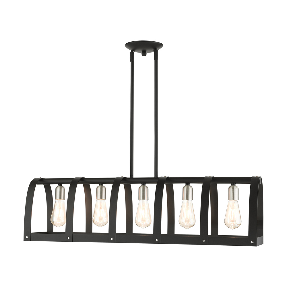 5 Lt Textured Black Linear Chandelier