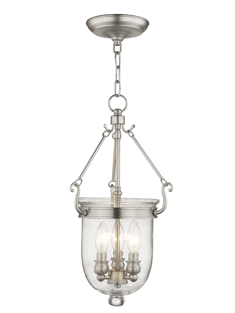 3 Light Brushed Nickel Chain Lantern