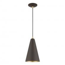 Livex Lighting 41175-07 - 1 Light Bronze with Antique Brass Accents Mini Pendant