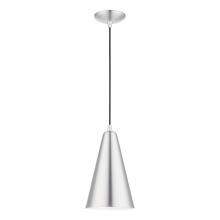 Livex Lighting 41175-66 - 1 Light Brushed Aluminum with Polished Chrome Accents Mini Pendant