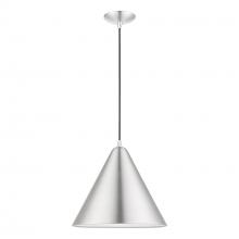 Livex Lighting 41176-66 - 1 Light Brushed Aluminum with Polished Chrome Accents Pendant