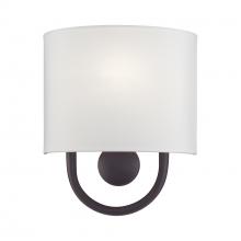 Livex Lighting 42891-07 - 1 Light Bronze ADA Sconce with Hand Crafted Off-White Fabric Shade