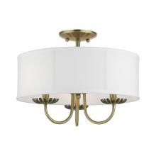 Livex Lighting 42989-01 - 3 Light Antique Brass Semi-Flush Mount