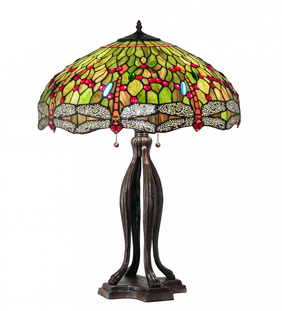 30" High Tiffany Hanginghead Dragonfly Table Lamp