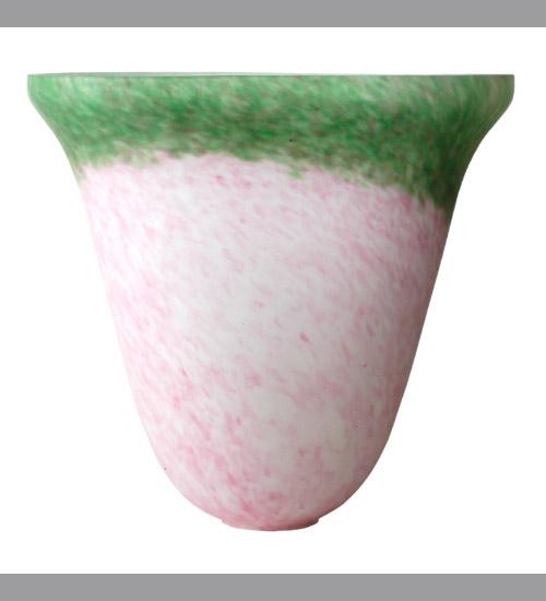 10.5"W PINK/GREEN PATE-DE-VERRE BELL SHADE