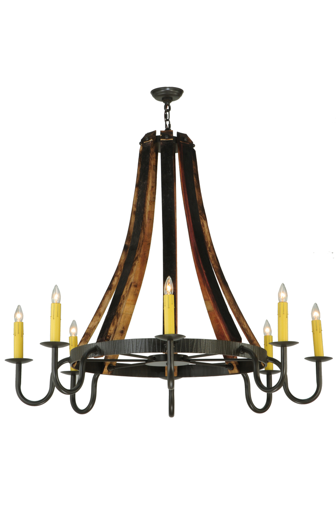 48"W Barrel Stave Madera 8 LT Chandelier