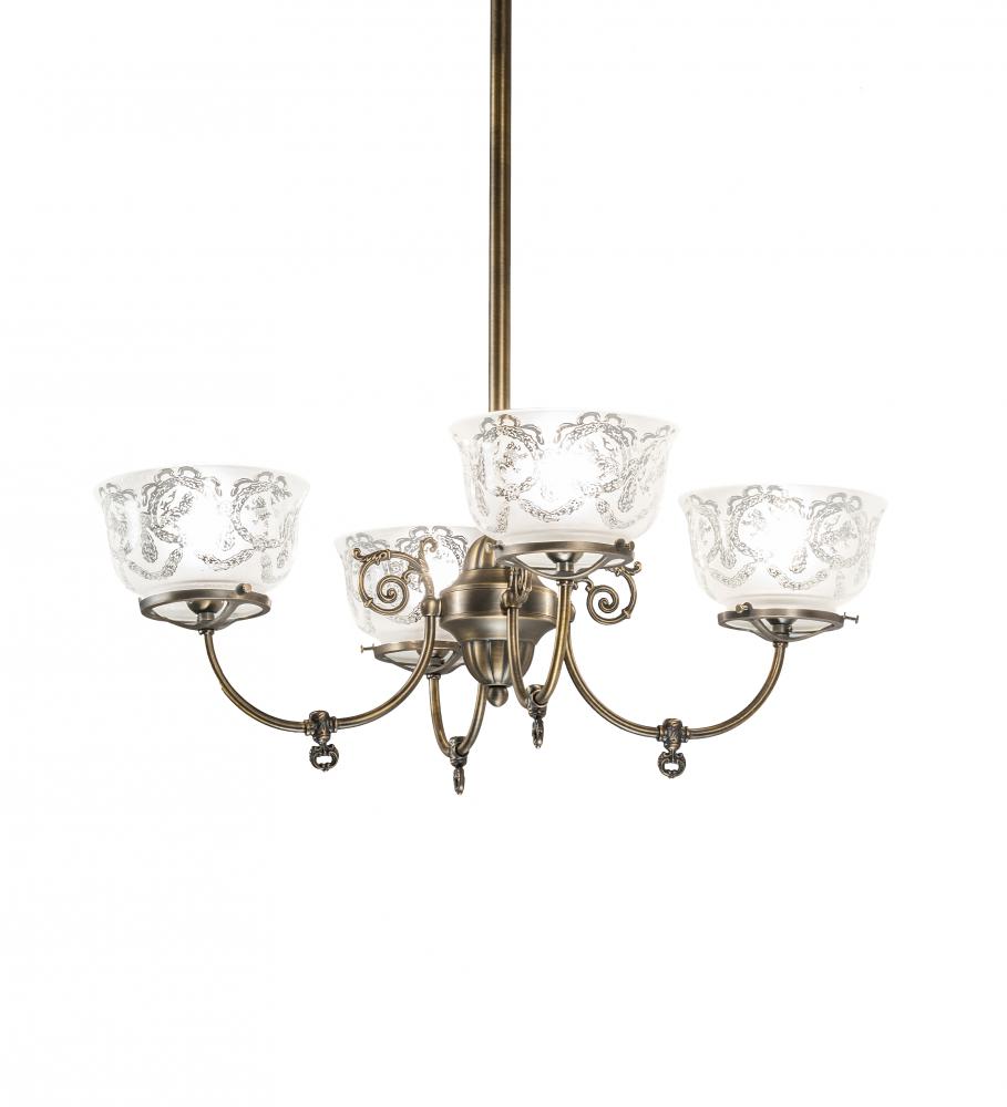 27" Wide Revival Gas & Electric 4 Light Chandelier