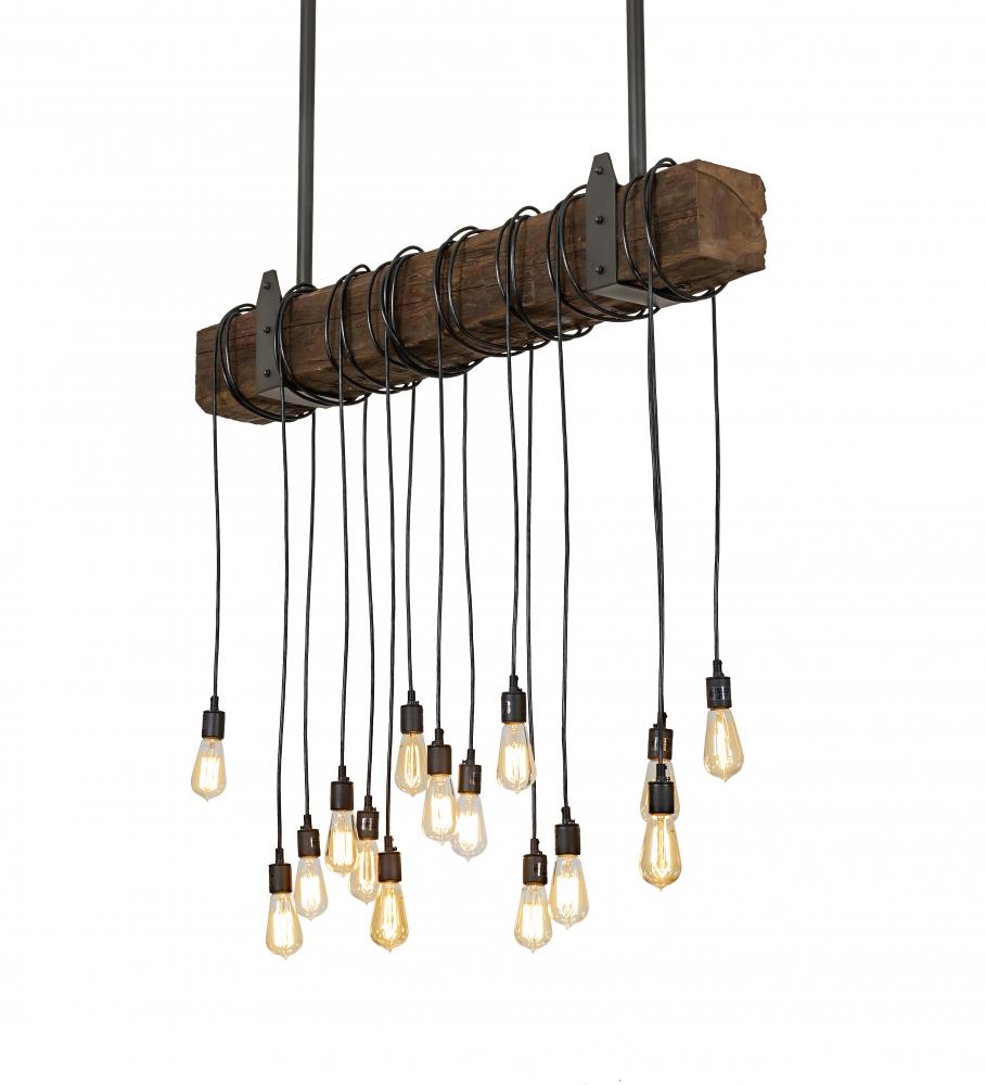 48" Long Wood Beam 15 Light Pendant