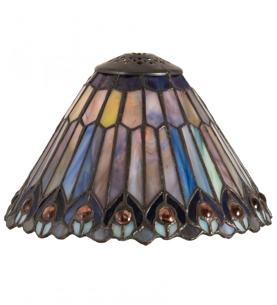 8" Wide Tiffany Jeweled Peacock Cone Shade