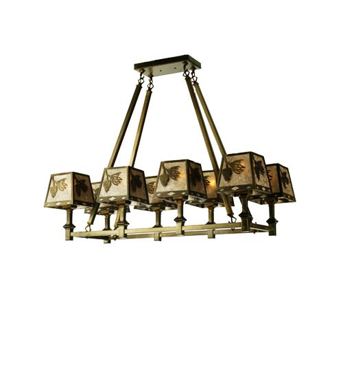 38"L Balsam Pine 8 LT Oblong Chandelier