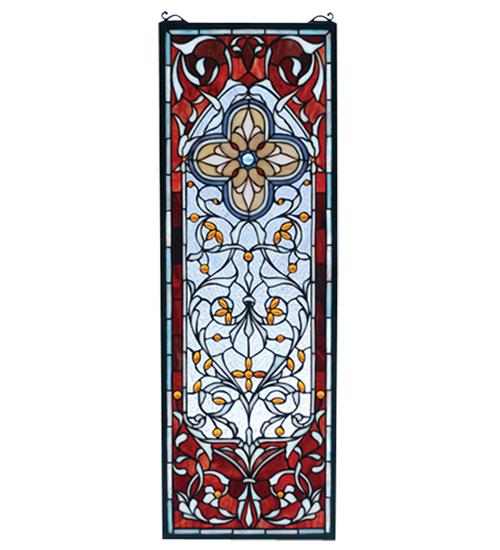 11"W X 32"H Versaille Quatrefoil Stained Glass Window