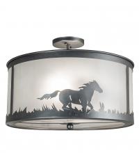 Meyda Blue 236857 - 19" Wide Running Horses Semi-Flushmount