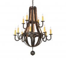 Meyda Blue 247815 - 48" Wide Barrel Stave Madera 12 Light Two Tier Chandelier