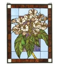 Meyda Blue 31268 - 20"W X 26"H Revival Mountain Laurel Stained Glass Window