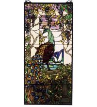 Meyda Blue 50562 - 19"W X 40"H Tiffany Peacock Wisteria Stained Glass Window