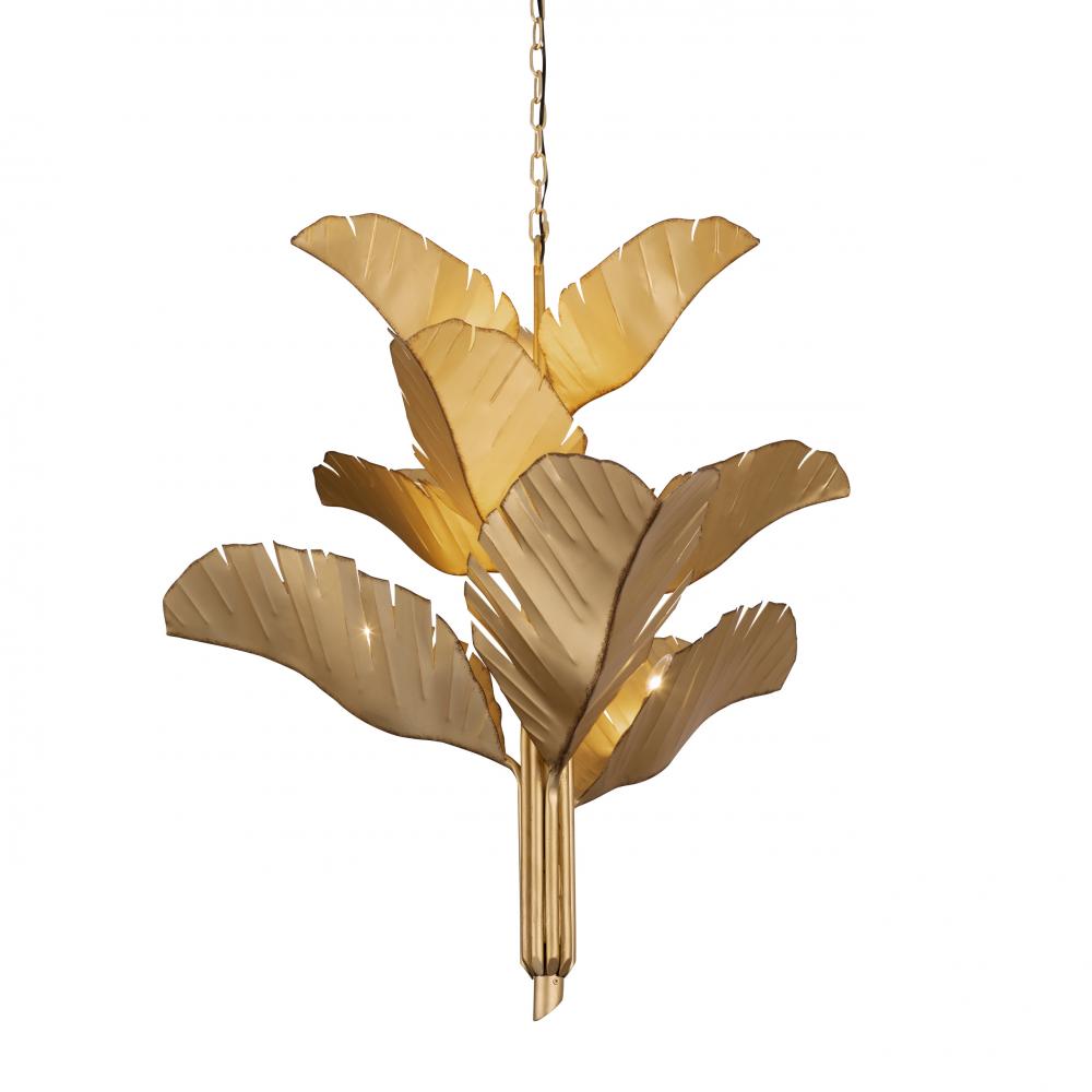 Banana Leaf 9-Lt Chandelier - Gold