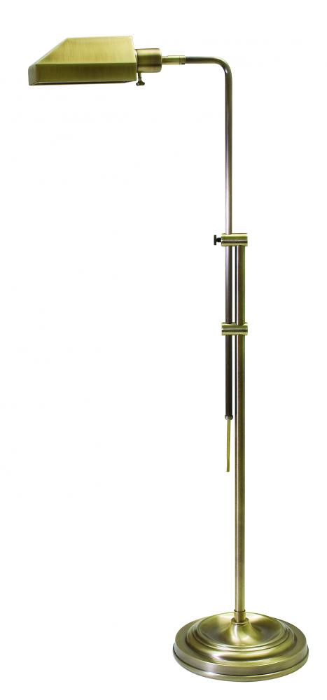 Coach Adjustable Antique Brass Pharmacy Floor Lamps