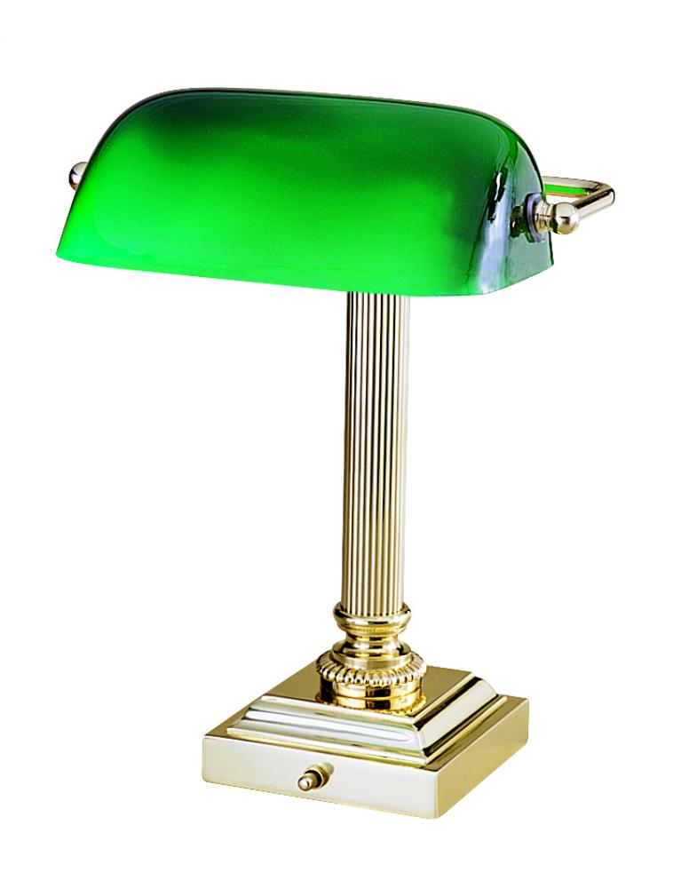 Shelburne Collection Polished Brass & Green Glass Lamp