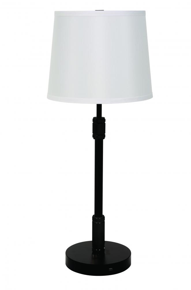 Killington Black Table Lamp with USB Port and Hardback Shade