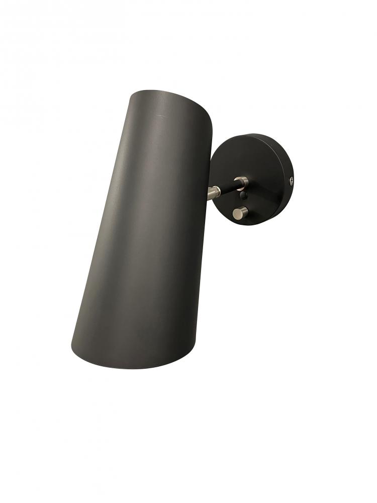 Logan Black/Satin Nickel Wall Sconce with Rolled Shade