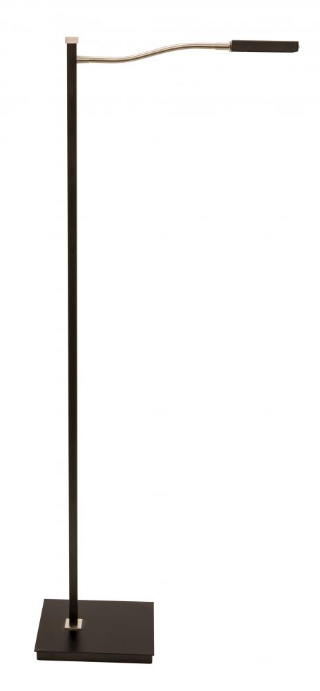 52" Lewis LED Gooseneck Floor Lamps in Black with Satin Nickel