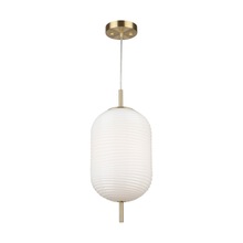 Artcraft AC10631BR - Vita Collection 1-Light Textured Shade Pendant White and Brass