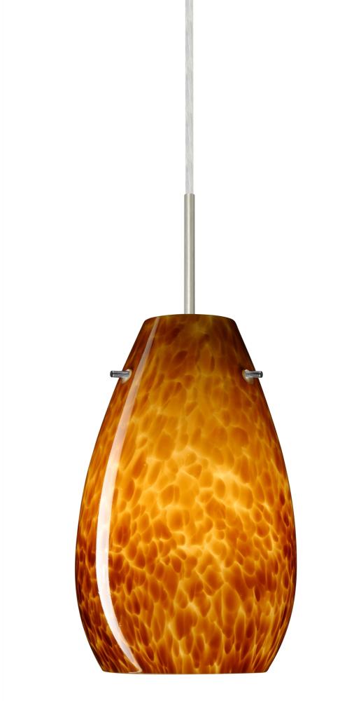 Besa Pera 9 LED Pendant Amber Cloud Satin Nickel 1x9W LED