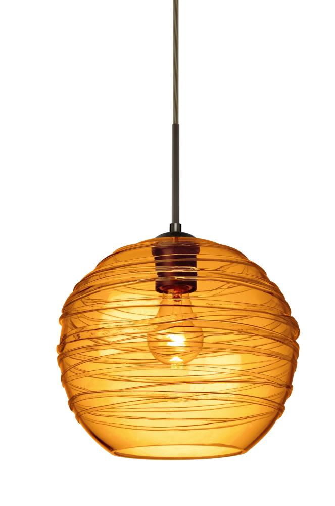 Besa Wave 10 Pendant Bronze Amber 1x60W Medium Base