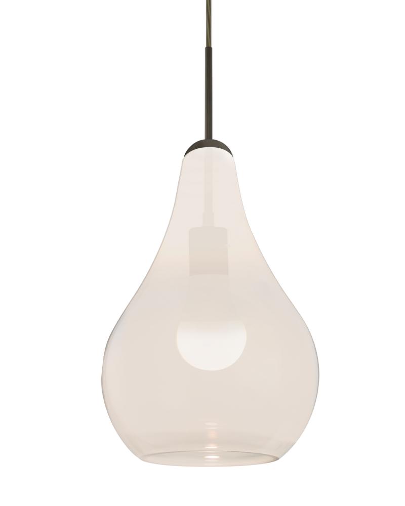 Besa, Leon Cord Pendant, Milky White, Bronze Finish, 1x9W LED