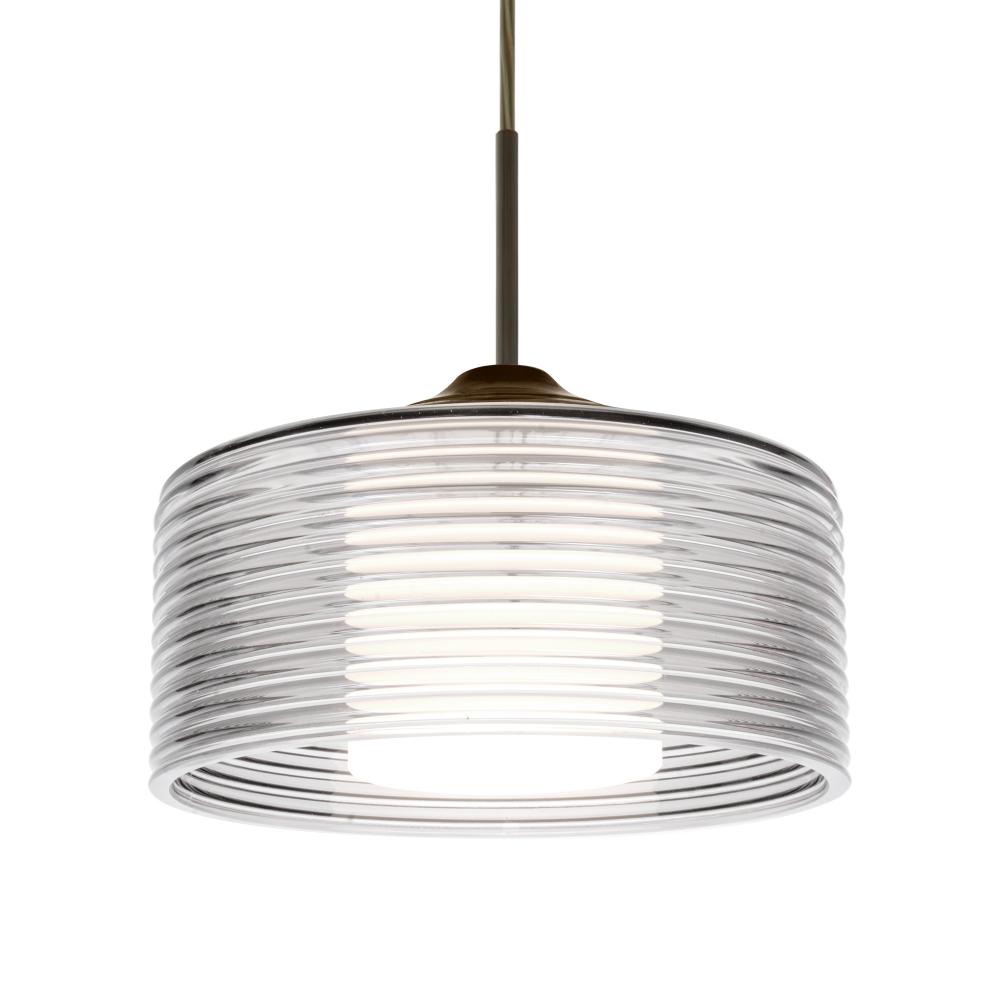 Besa Belu Pendant, Clear Shade, Bronze Finish, 1x60W E26 Base