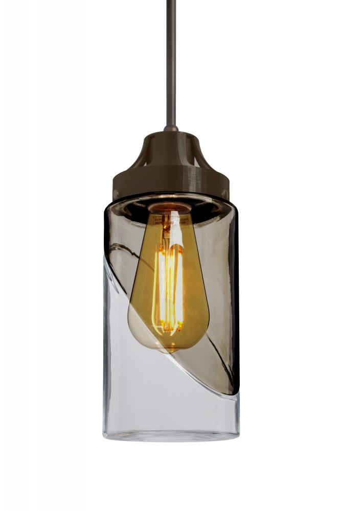 Besa, Blink Cord Pendant, Trans. Smoke/Clear, Bronze Finish, 1x4W LED Filament