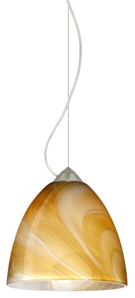 Besa Vila Cable Pendant Satin Nickel Honey 1x60W Medium Base