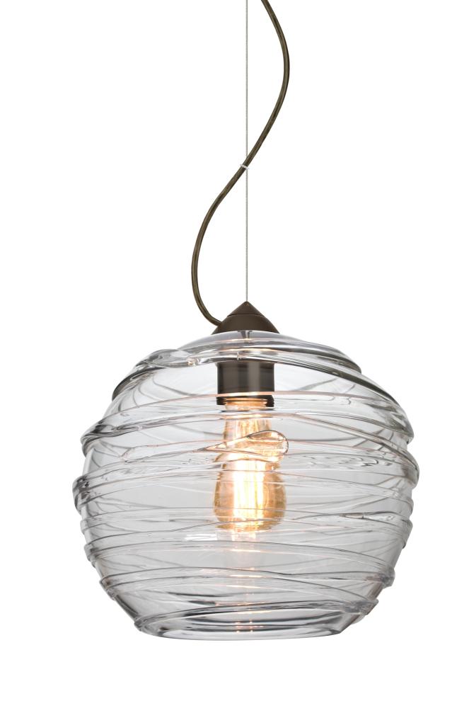 Besa Wave 10 Pendant Bronze Clear 1x8W LED Filament