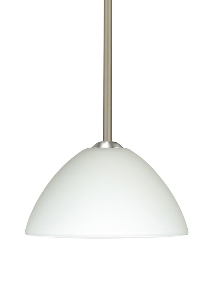 Besa Tessa LED Stem Pendant White Satin Nickel 1x9W LED